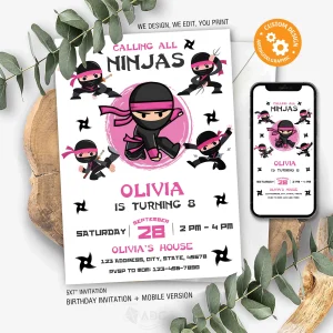 Ninja Birthday Girl Invitation