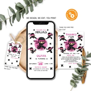 Ninja Electronic Birthday Girl Invitation