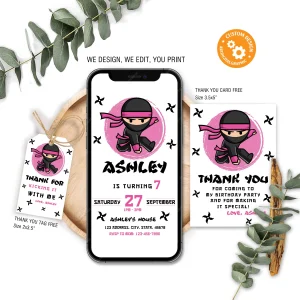 Ninja Electronic Birthday Girl Invitation