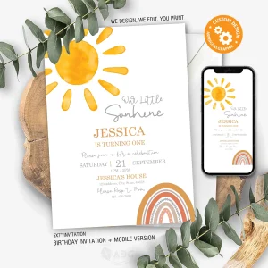 Our Little Sunshine Birthday Invitation