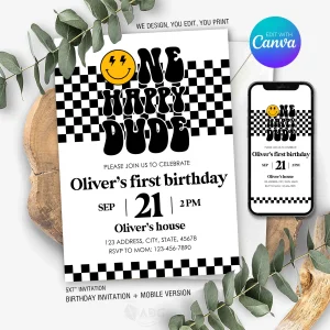 One Dude Birthday Invitation