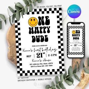 One Dude Birthday Invitation