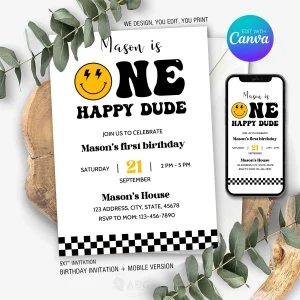 One Dude Birthday Invitation