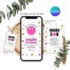 Let’s Party Smiley Mobile Invitation Canva Template. Instant digital invite editable files included