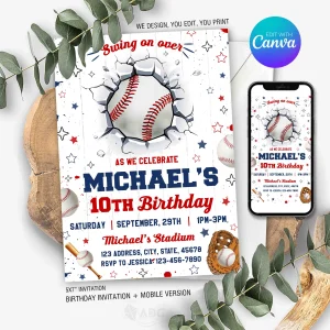 Baseball Birthday Invitation