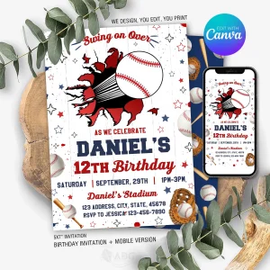 Birthday Baseball Invitation