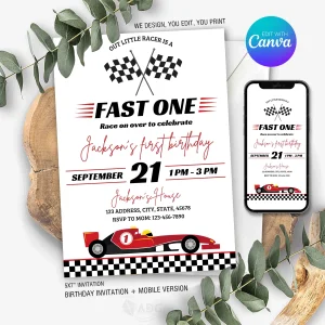 Fast One Birthday Invitation