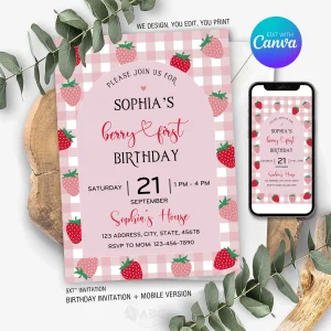 Strawberry Birthday Invitation