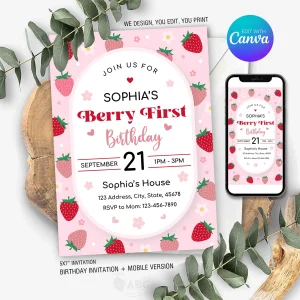 Berry First Birthday Invitation