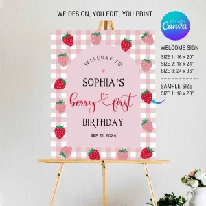 Berry First Birthday Welcome Sign