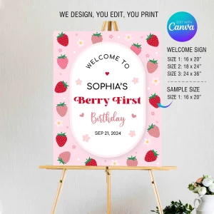 Berry First Birthday Welcome Sign