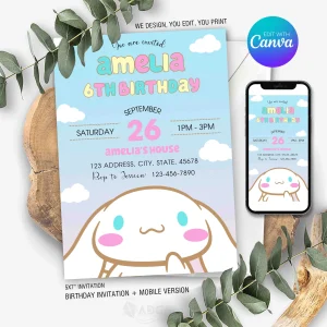 Cinnamoroll Birthday Invitation