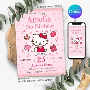 Hello Kitty Birthday Invitation