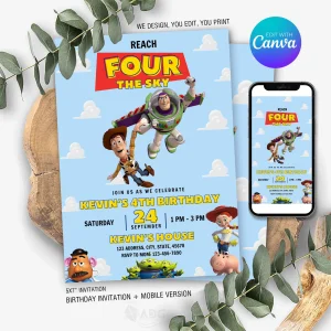 Reach Four The Sky Toy Story Invitation