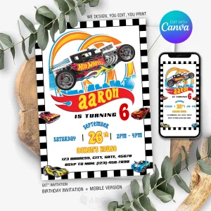 Hot Wheels Birthday Invitation
