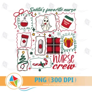 Santa Favorite Nurse Crew Christmas PNG
