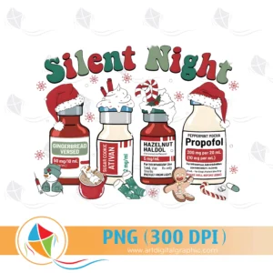 Silent Night Nurse Christmas PNG